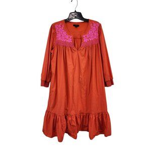 J. Crew Women's Floral Embroidered Popover Ruffle Hem Shift Dress Sz S